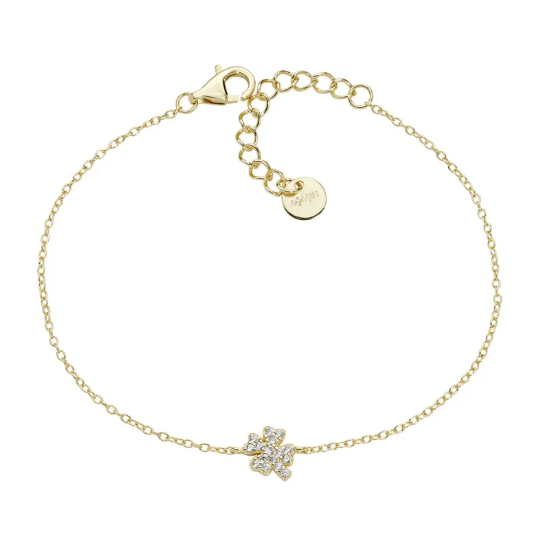 Bracciale Mini Quadrifoglio pavé dorato Donna Amen