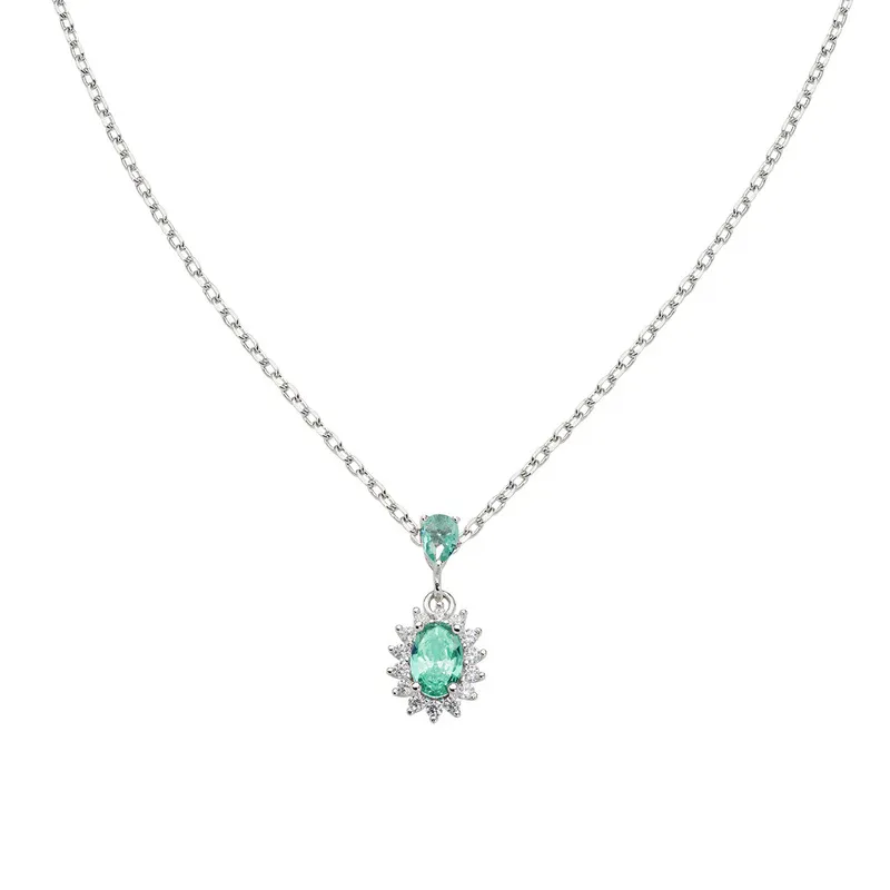 Collana Mini Royal Lady con Zircone Verde Acqua Donna Amen