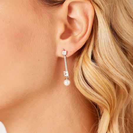 Orecchini pendenti Fancy con Infinite White e perle Donna Brosway
