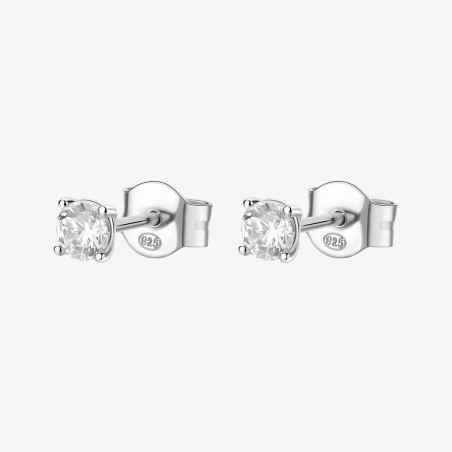 Orecchini a lobo Fancy con round zirconia 4mm Donna Brosway