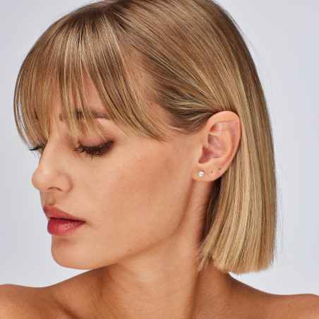 Orecchini a lobo Fancy con round zirconia 4mm Donna Brosway