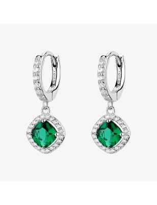 Orecchini cerchio pendenti cubic zirconia Life green Fancy Donna Brosway