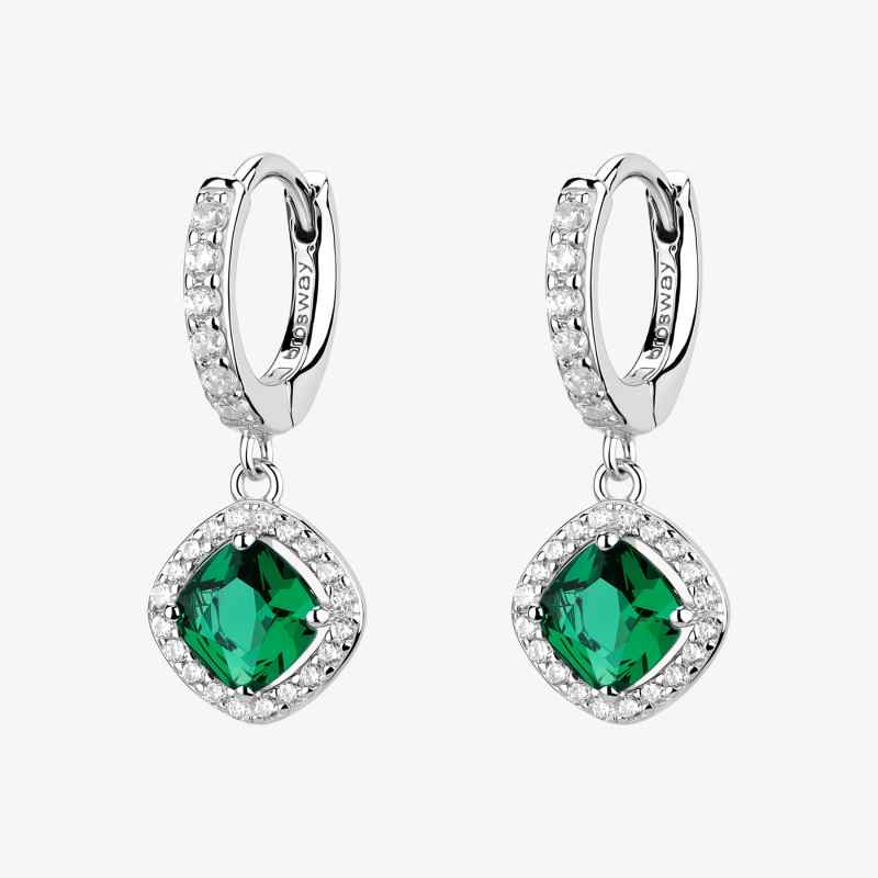 Orecchini cerchio pendenti cubic zirconia Life green Fancy Donna Brosway