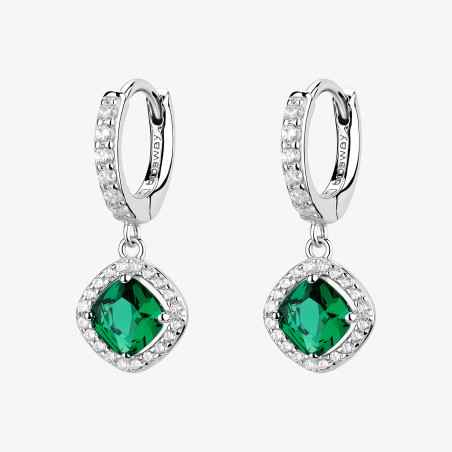Orecchini cerchio pendenti cubic zirconia Life green Fancy Donna Brosway