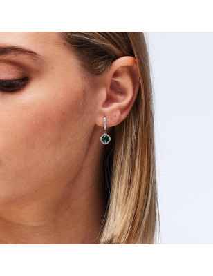 Orecchini cerchio pendenti cubic zirconia Life green Fancy Donna Brosway