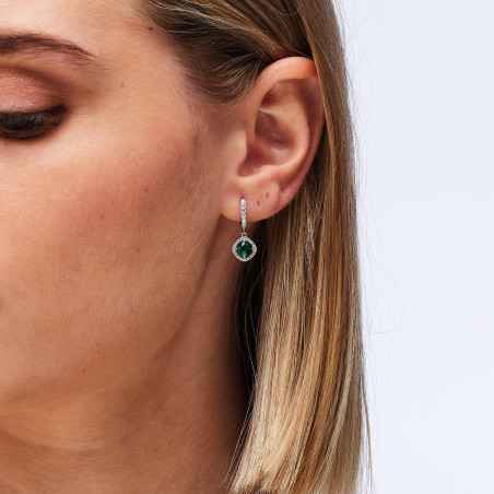 Orecchini cerchio pendenti cubic zirconia Life green Fancy Donna Brosway