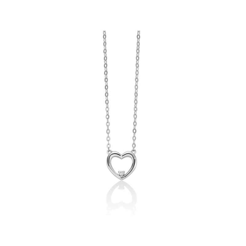 Collana CLD4558 Cuore Diamante Oro Bianco 8mm Donna Miluna