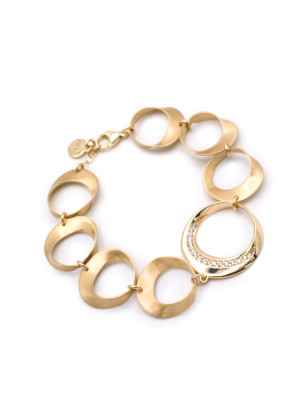 Bracciale Lune elemento centrale con pavè di zirconi Donna Aquaforte