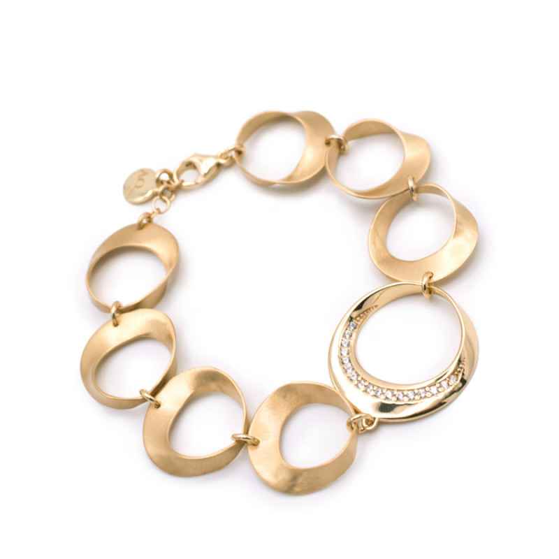 Bracciale Lune elemento centrale con pavè di zirconi Donna Aquaforte