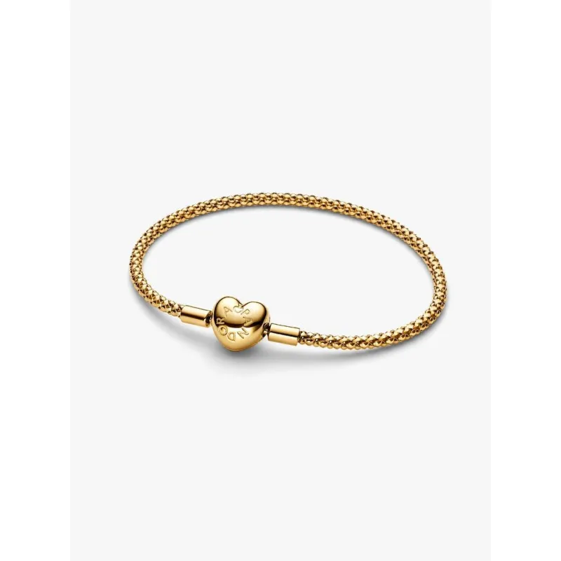 Bracciale dorato Maglia Geometrica Chiusura Cuore cm19 Pandora