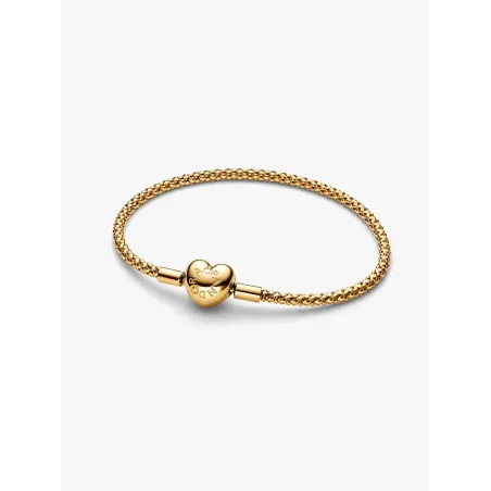 Bracciale dorato Maglia Geometrica Chiusura Cuore cm18 Pandora