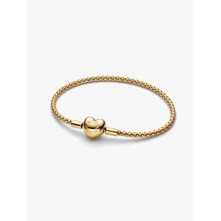 Bracciale dorato Maglia Geometrica Chiusura Cuore cm17 Pandora