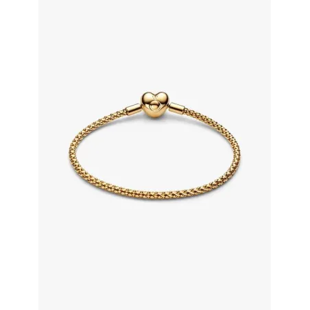 Bracciale dorato Maglia Geometrica Chiusura Cuore cm17 Pandora