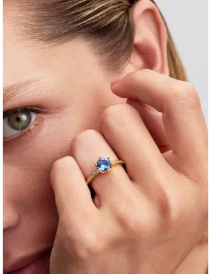 Anello dorato Corona Scintillante Pietra Blu m.50 Donna Pandora - category_name - XDMG De Marchi Gianotti