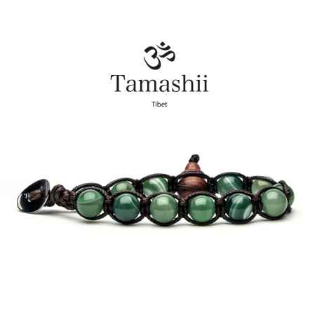 BRACCIALE AGATA VERDE STRIATA UOMO-DONNA TAMASHII 1 GIRO