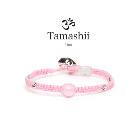 Bracciale Silver & Jade Giada rosa cordoncino rosa Tamashii