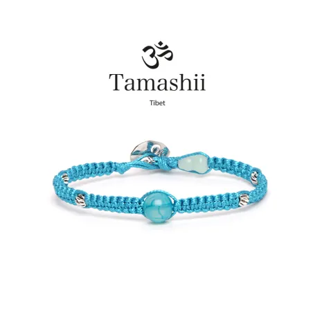 Bracciale Silver & Jade Agata Tibet sky cordoncino azzurro Tamashii