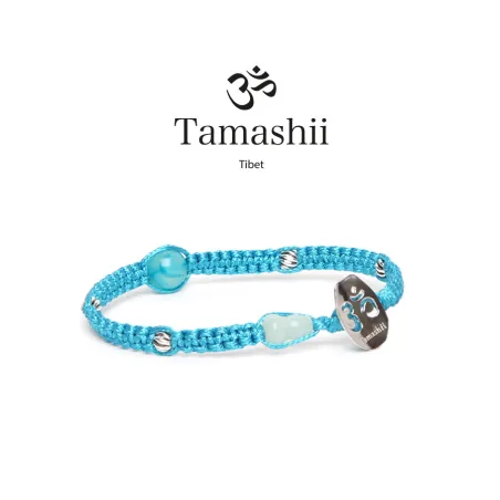Bracciale Silver & Jade Agata Tibet sky cordoncino azzurro Tamashii