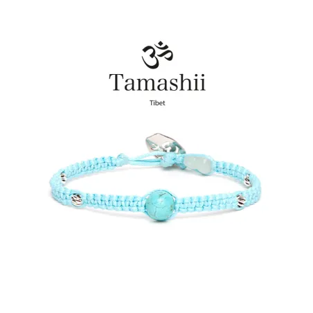 Bracciale Silver & Jade Turchese cordoncino azzurro Tamashii