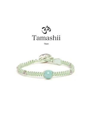 Bracciale Silver & Jade Amazzonite cordoncino verde chiaro Tamashii