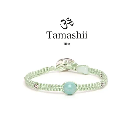 Bracciale Silver & Jade Amazzonite cordoncino verde chiaro Tamashii