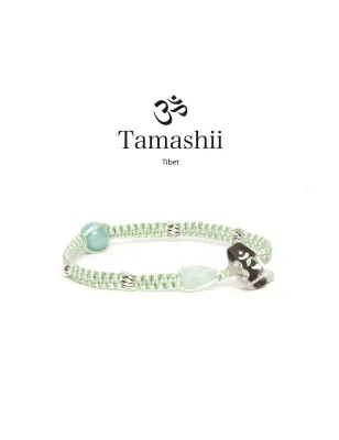Bracciale Silver & Jade Amazzonite cordoncino verde chiaro Tamashii