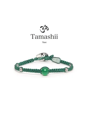 Bracciale Silver & Jade Agata verde cordoncino verde Tamashii