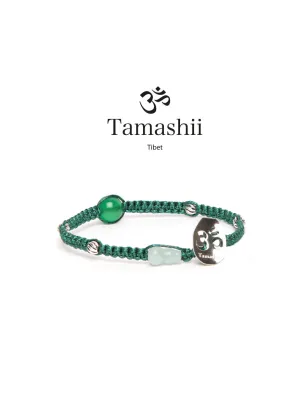 Bracciale Silver & Jade Agata verde cordoncino verde Tamashii