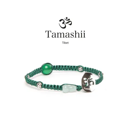 Bracciale Silver & Jade Agata verde cordoncino verde Tamashii