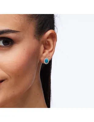 Orecchini a lobo Kate con turchese e zirconi Donna Brosway