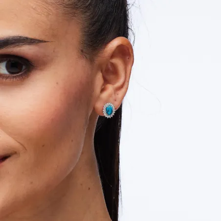 Orecchini a lobo Kate con turchese e zirconi Donna Brosway