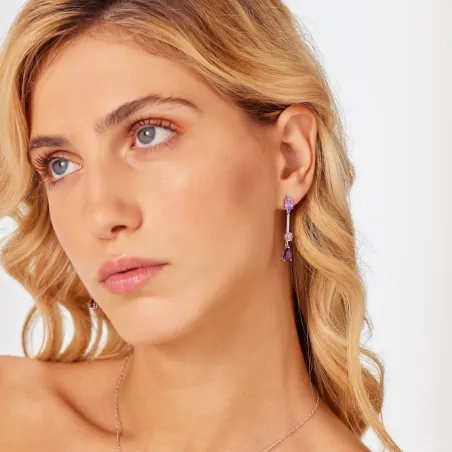 Orecchini pendenti Fancy colore ametista Donna Brosway