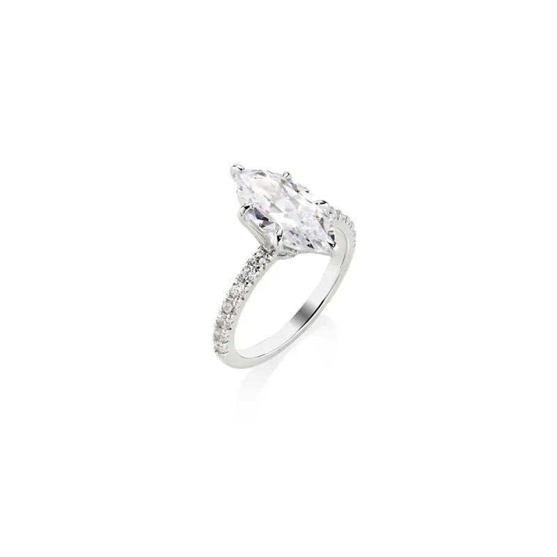Anello Solitario Zircone Taglio Marquise mis.14 Donna Amen
