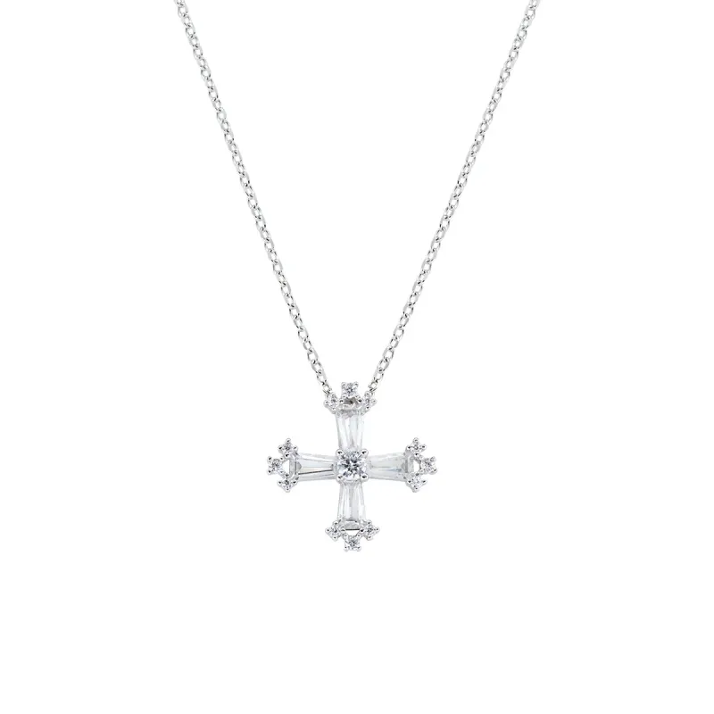 Collana Croce Quadrata con Zirconi Donna Amen