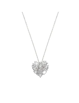 Collana Cuore con Cluster di Zirconi Bianchi Donna Amen