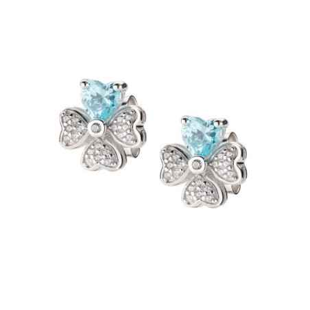 ORECCHINI QUADRICUORE ACQUAMARINA DONNA AMEN EQUSBAC Amen