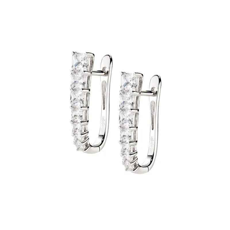 Orecchini Huggies Ovali con Zirconi Donna Amen