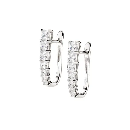 Orecchini Huggies Ovali con Zirconi Donna Amen