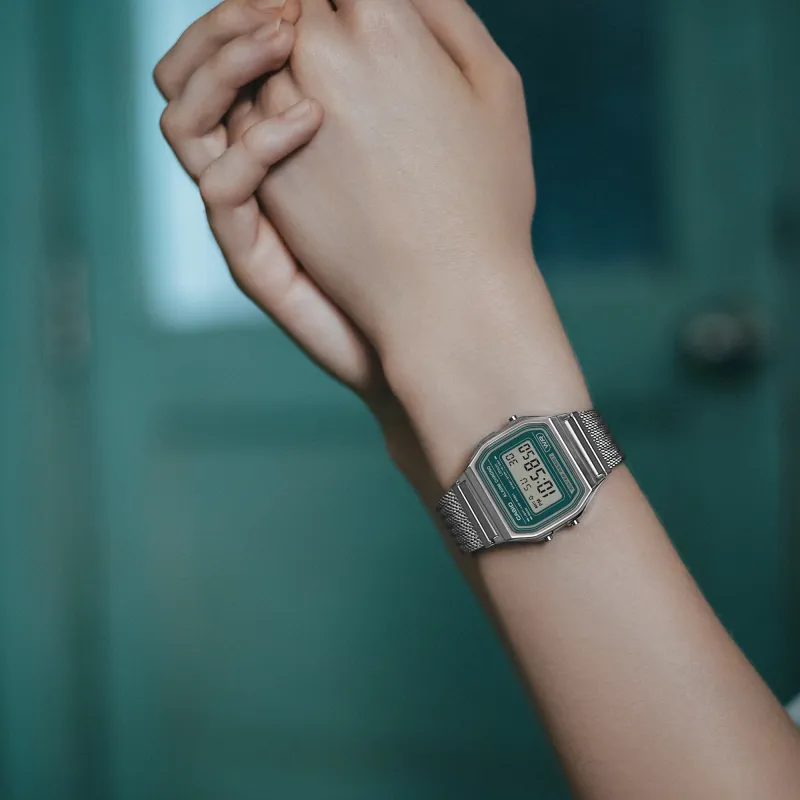 Orologio A158WEM-3 Iconic Digitale Maglia Milano Verde Casio
