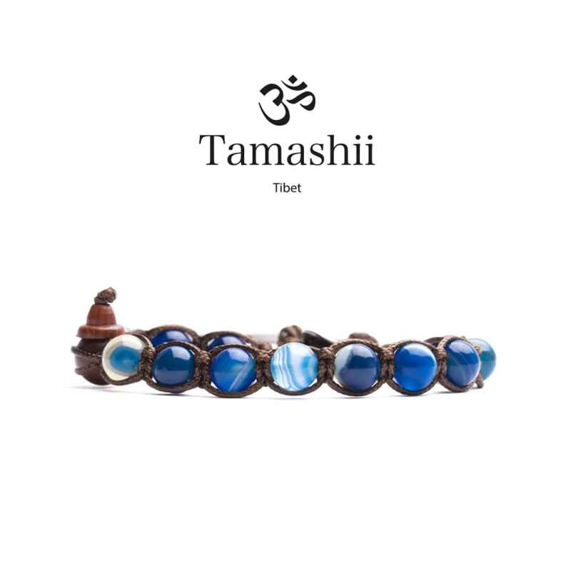 BRACCIALE AGATA BLU STRIATA TAMASHII 1 GIRO BRACCIALE AGATA BLU STRIATA TAMASHII 1 GIRO