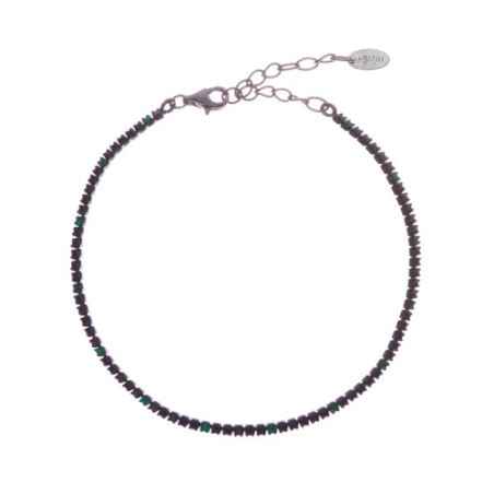 BRACCIALE TENNISMANIA ZIRCONI NERI E VERDI AMEN BT1NNVE17 Amen