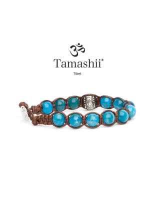 BRACCIALE STONE COLLAR BLU TAMASHII RUOTA DELLA PREGHIERA