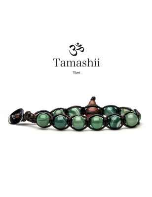 BRACCIALE AGATA VERDE STRIATA UOMO-DONNA TAMASHII 1 GIRO