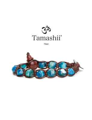 BRACCIALE DIAMOND CUT AGATA BLU STRIATA TAMASHII