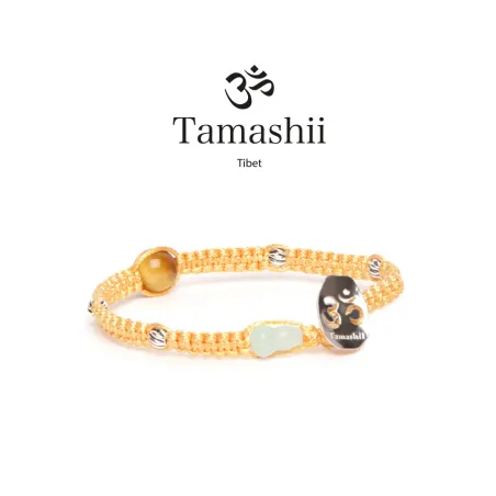 Bracciale Silver & Jade Occhio di Tigre cordoncino giallo Tamashii