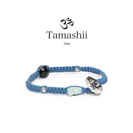 Bracciale Silver & Jade Occhio di Falco cordoncino blu Tamashii