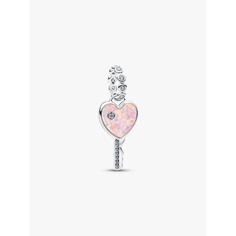 Charm Pendente Chiave a Cuore Opale Rosa Donna Pandora