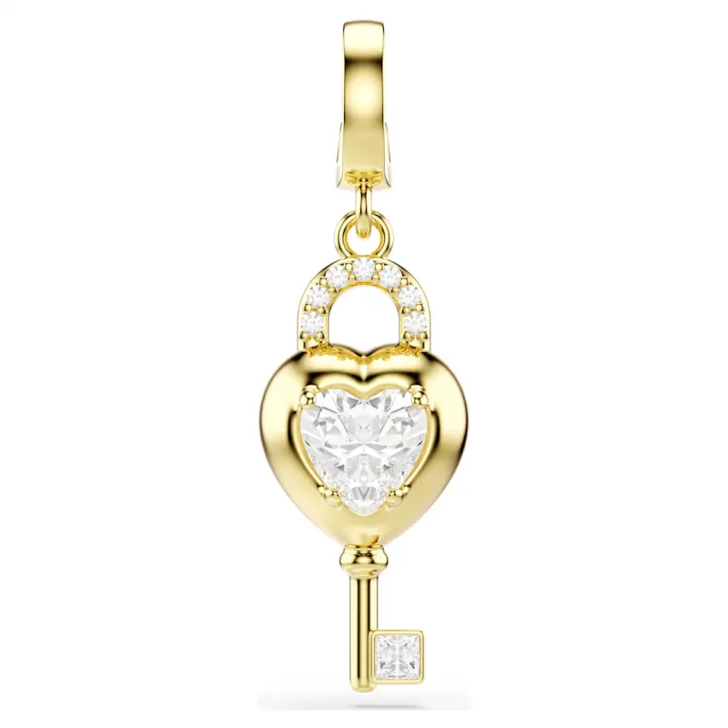 Charm Idyllia, Cuore con Chiave, Placcato color oro Donna Swarovski