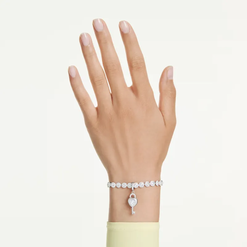 Charm Idyllia, Cuore con Chiave, Placcato rodio Donna Swarovski Charm Idyllia, Cuore con Chiave, Placcato rodio Donna Swarovski
