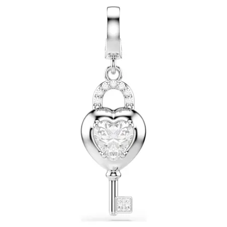 Charm Idyllia, Cuore con Chiave, Placcato rodio Donna Swarovski